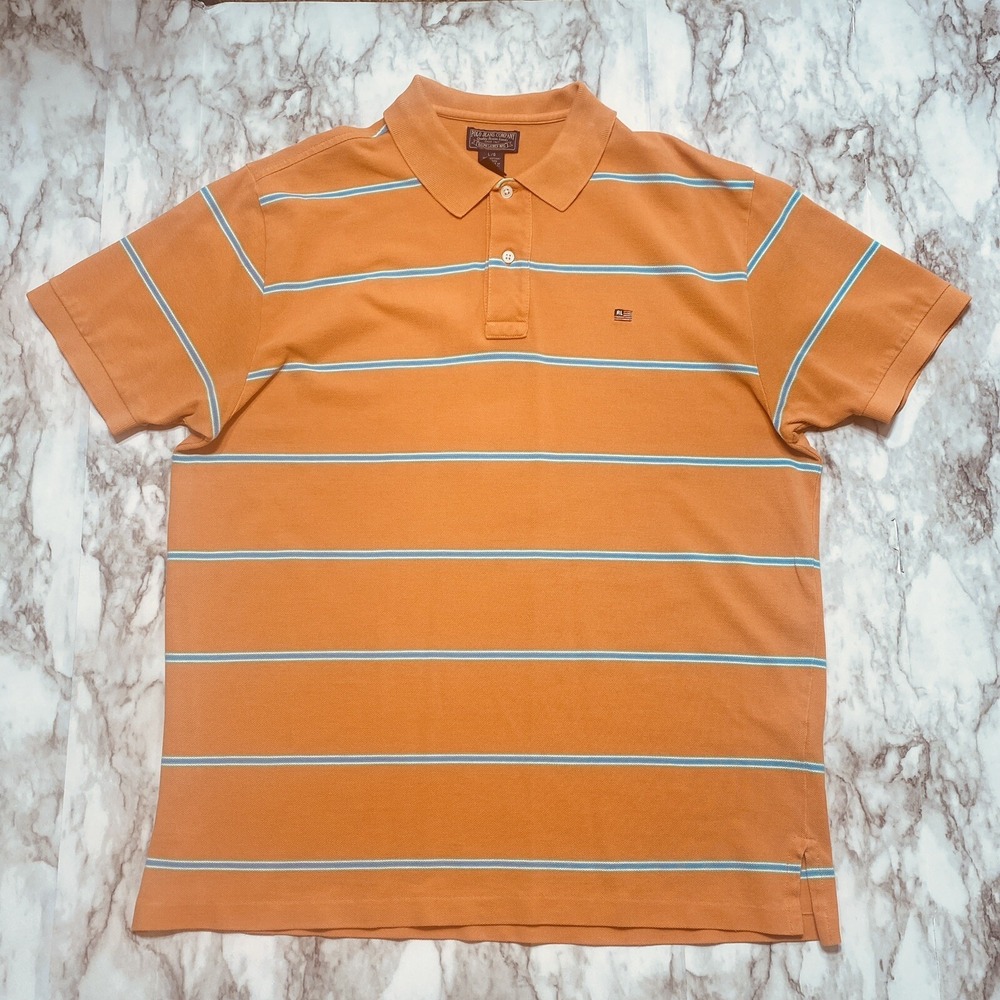 Polo Jeans Company RL Polo Mens Shirt Size L Orange Striped Ralph Lauren MFG‎